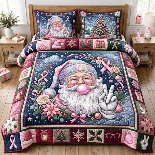 Disco Santa Christmas 3-Piece Quilted Bedding Set GFTOPND1696
