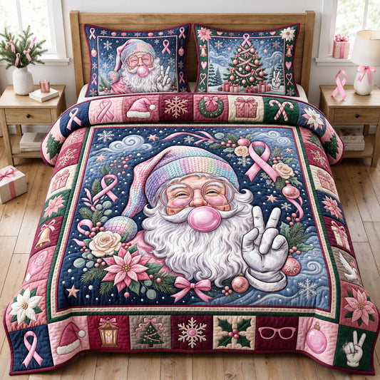 Disco Santa Christmas 3-Piece Quilted Bedding Set GFTOPND1696