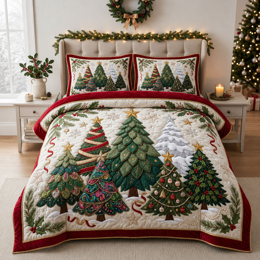 Christmas Trees 3-Piece Quilted Bedding Set GFTOPND1702