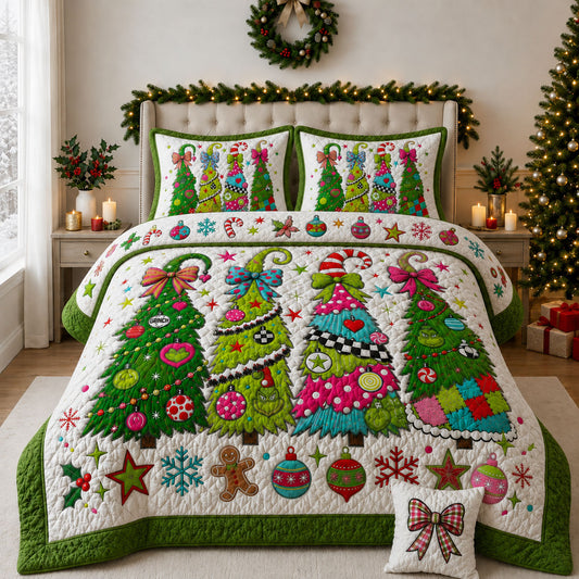 Merry Christmas 3-Piece Quilted Bedding Set GFTOPND1703