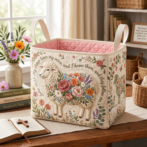 My Sheep Hear My Voice Quilted Storage Basket GFTOPND1705