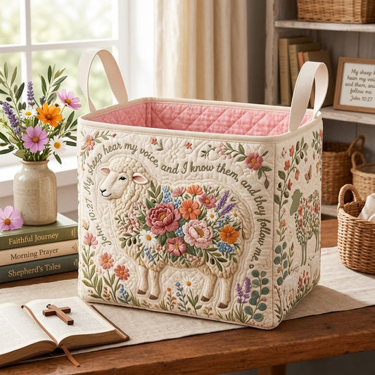 My Sheep Hear My Voice Quilted Storage Basket GFTOPND1705