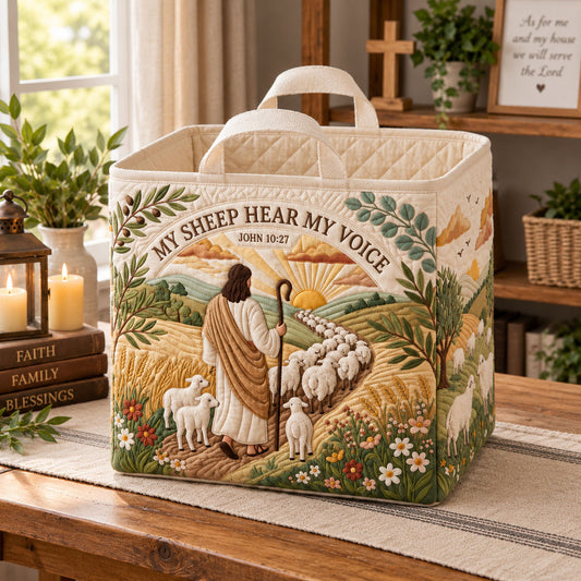 My Sheep Hear My Voice Quilted Storage Basket GFTOPND1708