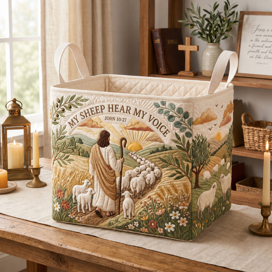 My Sheep Hear My Voice Quilted Storage Basket GFTOPND1708
