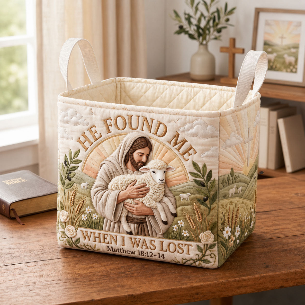 He Found Me Quilted Storage Basket GFTOPND1709