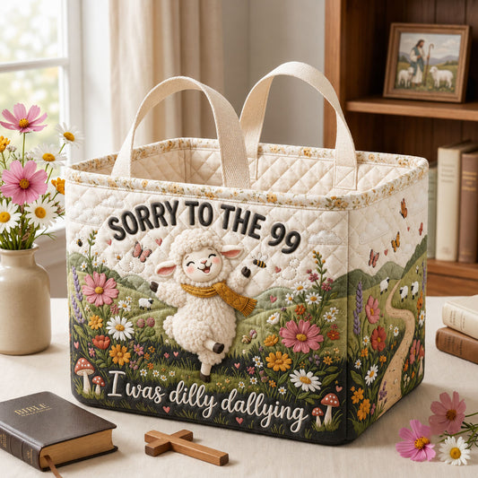 Christian Sheep Quilted Storage Basket GFTOPND1711
