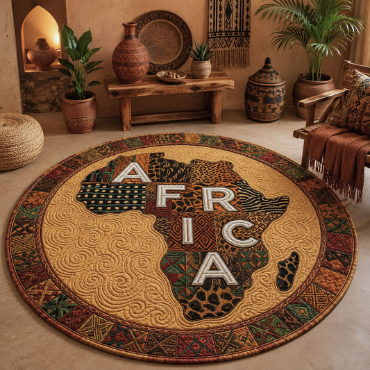 Africa Map Quilted Round Mat GFTOPND172