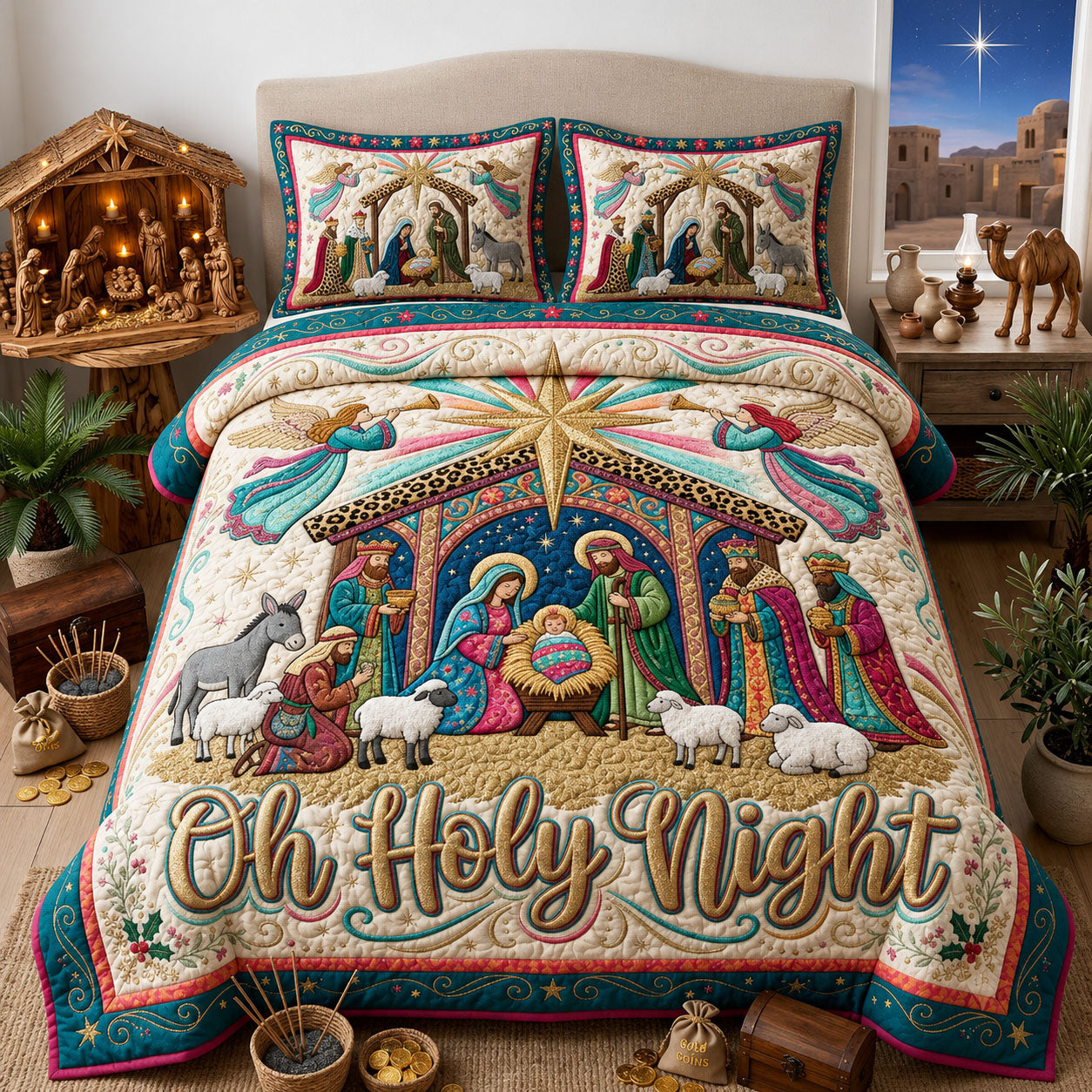 Oh Holy Night 3-Piece Quilted Bedding Set GFTOPND1741