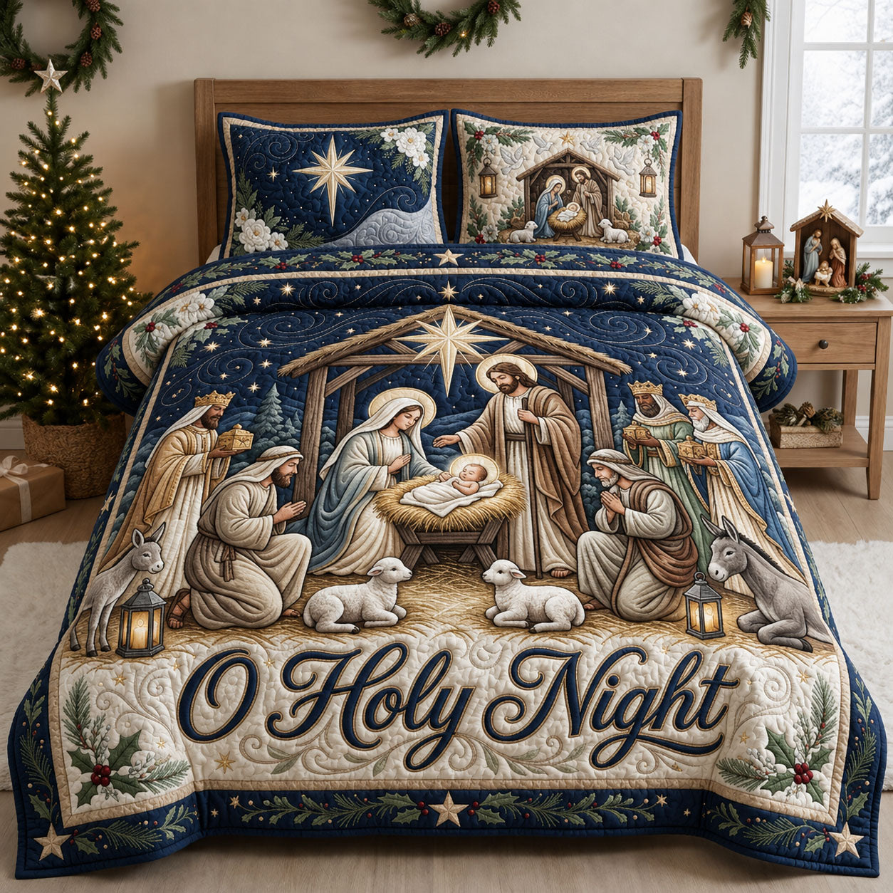 Oh Holy Night 3-Piece Quilted Bedding Set GFTOPND1742