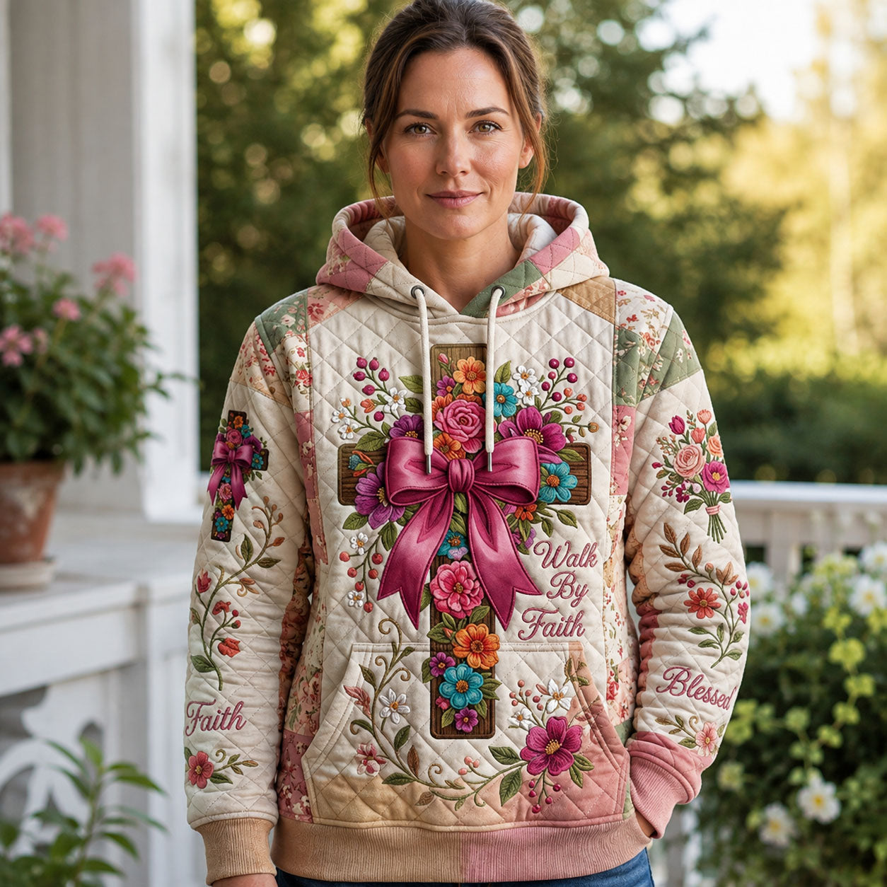 Floral Cross Hoodie GFTOPND1789