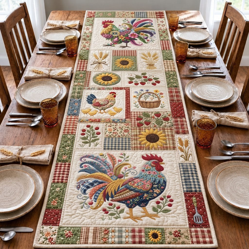 Farmhouse Chicken Quilted Table Runner GFTOPND1796