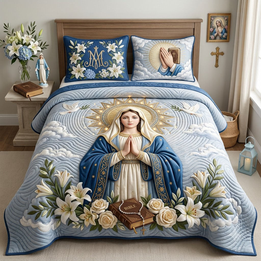 Virgin Mary 3-Piece Quilted Bedding Set GFTOPND1799