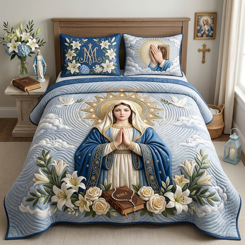 Virgin Mary 3-Piece Quilted Bedding Set GFTOPND1799