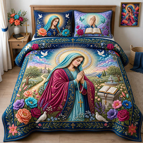 Virgin Mary 3-Piece Quilted Bedding Set GFTOPND1800