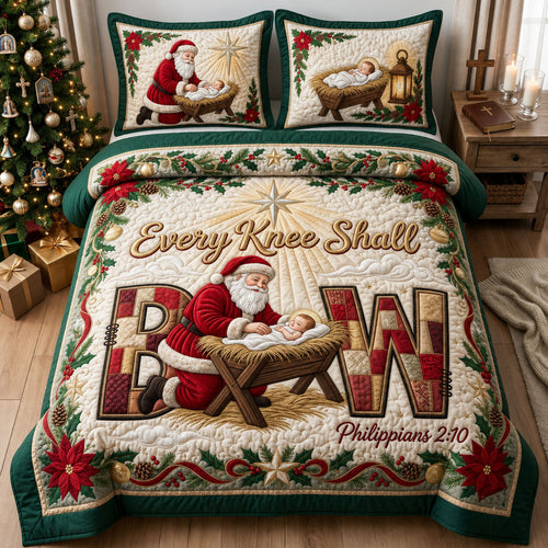 Every Knee Shall Bow 3-Piece Quilted Bedding Set GFTOPND1807