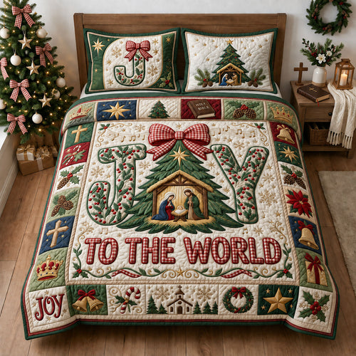 Joy To The World 3-Piece Quilted Bedding Set GFTOPND1812