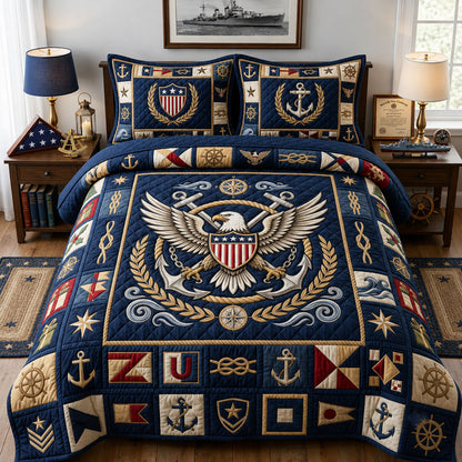 United States Navy 3-Piece Quilted Bedding Set GFTOPND1813