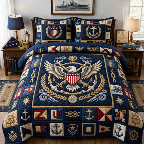 United States Navy 3-Piece Quilted Bedding Set GFTOPND1813
