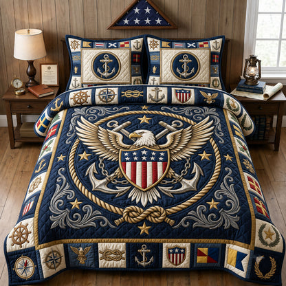 United States Navy 3-Piece Quilted Bedding Set GFTOPND1815