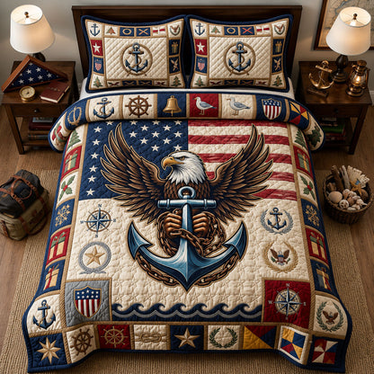 United States Navy 3-Piece Quilted Bedding Set GFTOPND1817