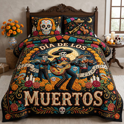 Dia De Los Muertos 3-Piece Quilted Bedding Set GFTOPND1854