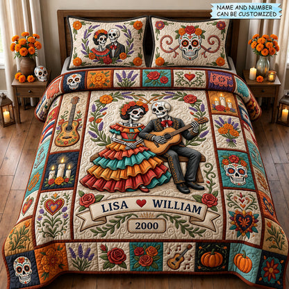 La Catrina Couple 3-Piece Quilted Bedding Set QTCUZ GFTOPND1860