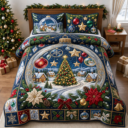 Giant Ornament 3-Piece Quilted Bedding Set GFTOPND1889