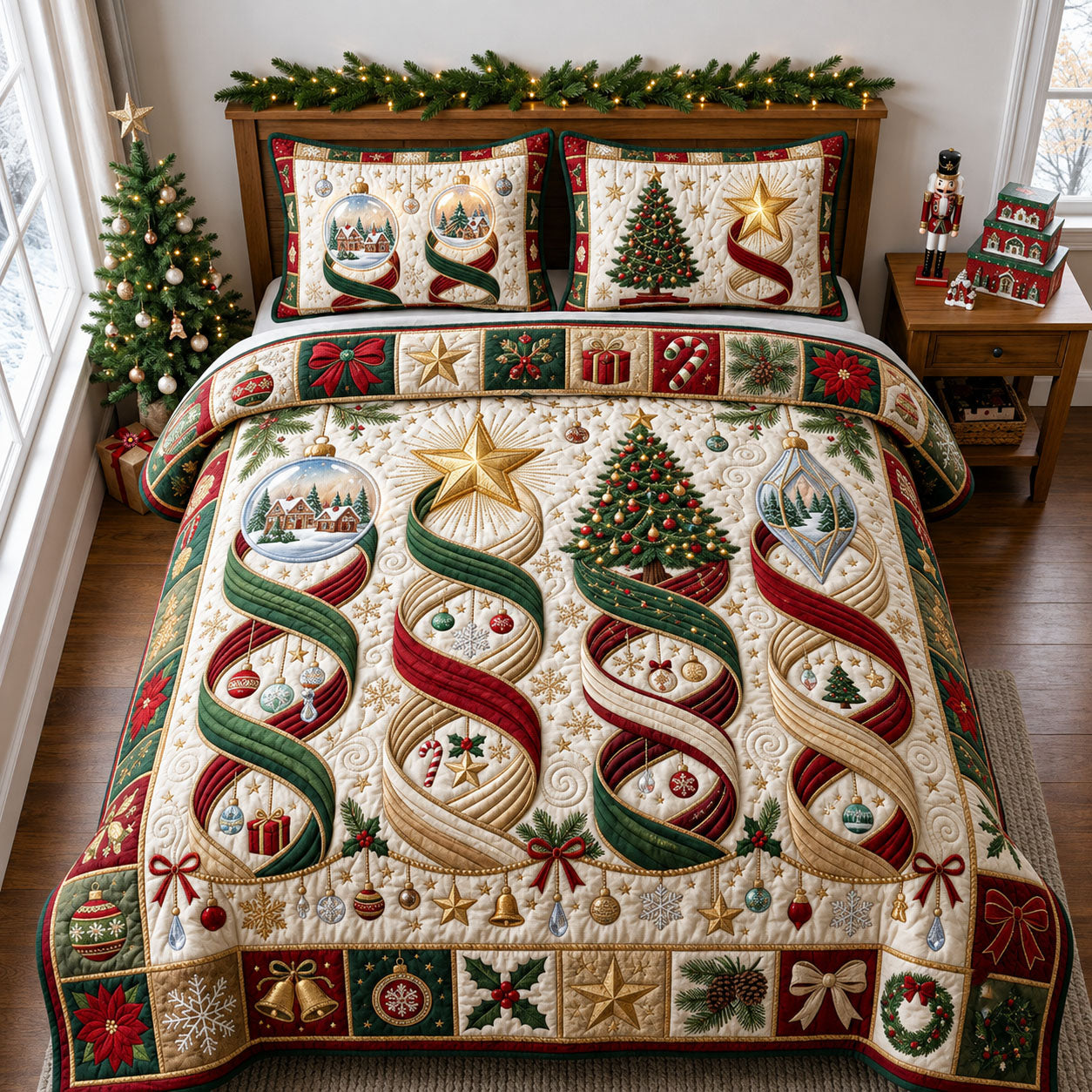 Ribbon Lane 3-Piece Quilted Bedding Set GFTOPND1892