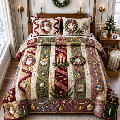 Jeweled Christmas 3-Piece Quilted Bedding Set GFTOPND1894