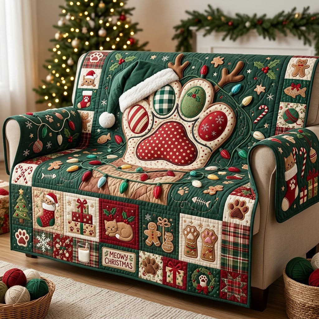 Moewy Christmas Quilted Sofa Cover GFTOPND1907