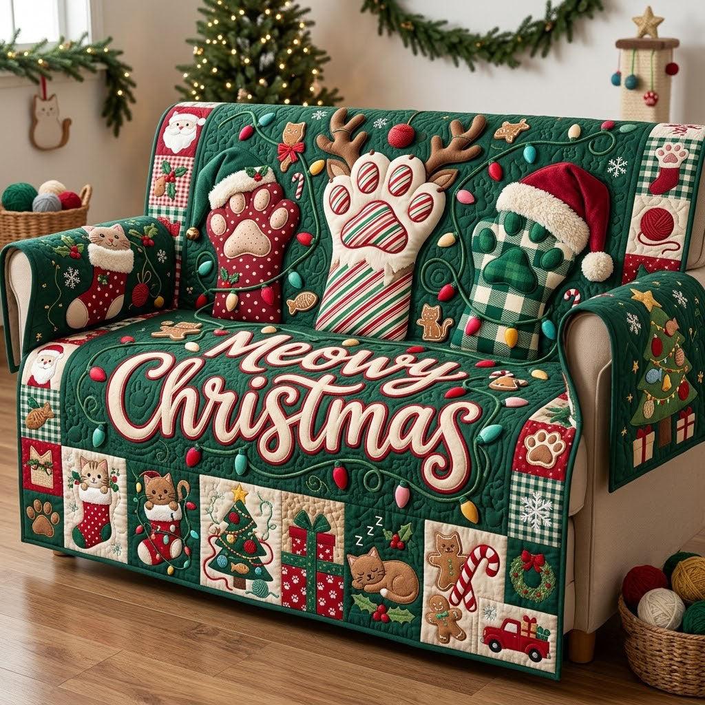 Moewy Christmas Quilted Sofa Cover GFTOPND1908