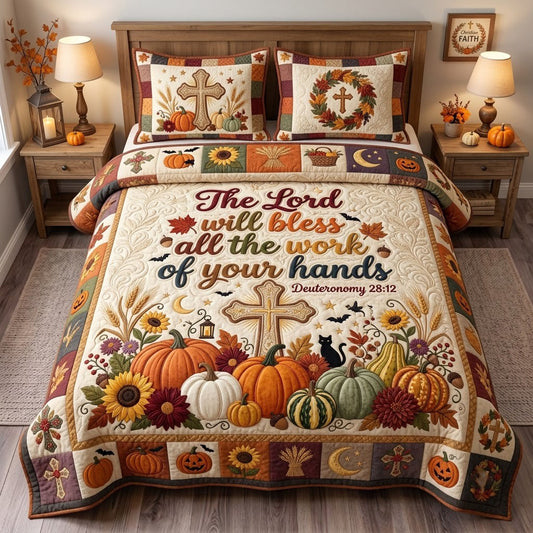 The Lord Will Bless 3-Piece Quilted Bedding Set GFTOPND1910