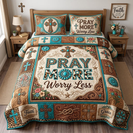Play More Worry Less 3-Piece Quilted Bedding Set GFTOPND1914
