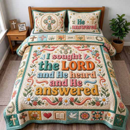 I Sought The Lord 3-Piece Quilted Bedding Set GFTOPND1915