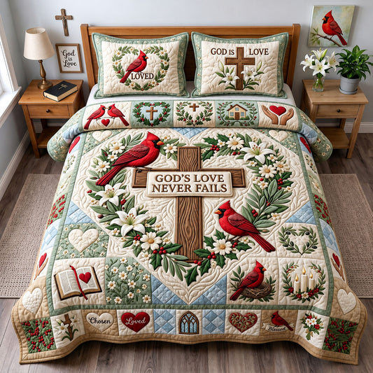 Cardinal Faith 3-Piece Quilted Bedding Set GFTOPND1918
