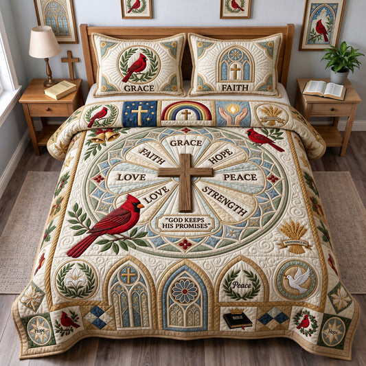 Cardinal Faith 3-Piece Quilted Bedding Set GFTOPND1921
