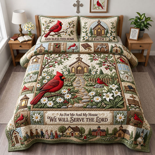 Cardinal Faith 3-Piece Quilted Bedding Set GFTOPND1922