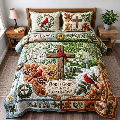 Cardinal Faith 3-Piece Quilted Bedding Set GFTOPND1923