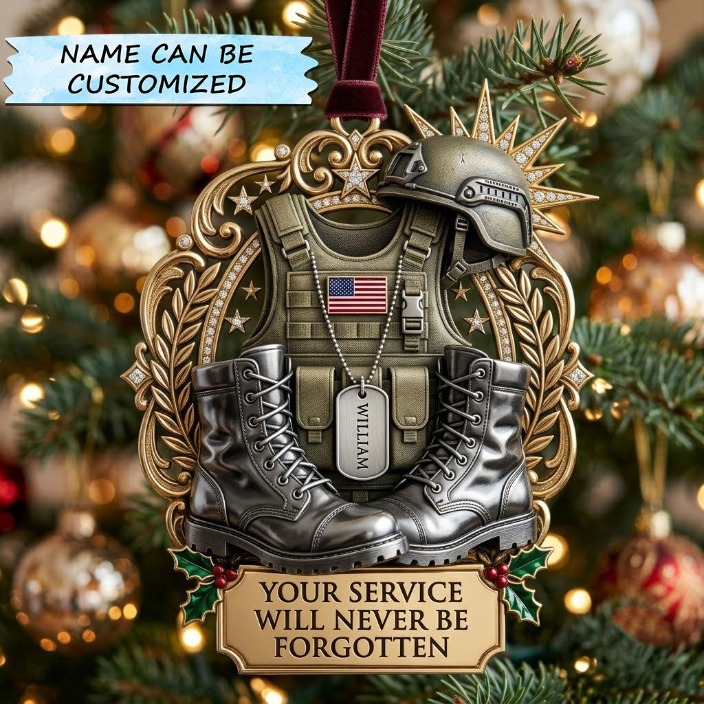 Proud Veteran Christmas Mica Ornament