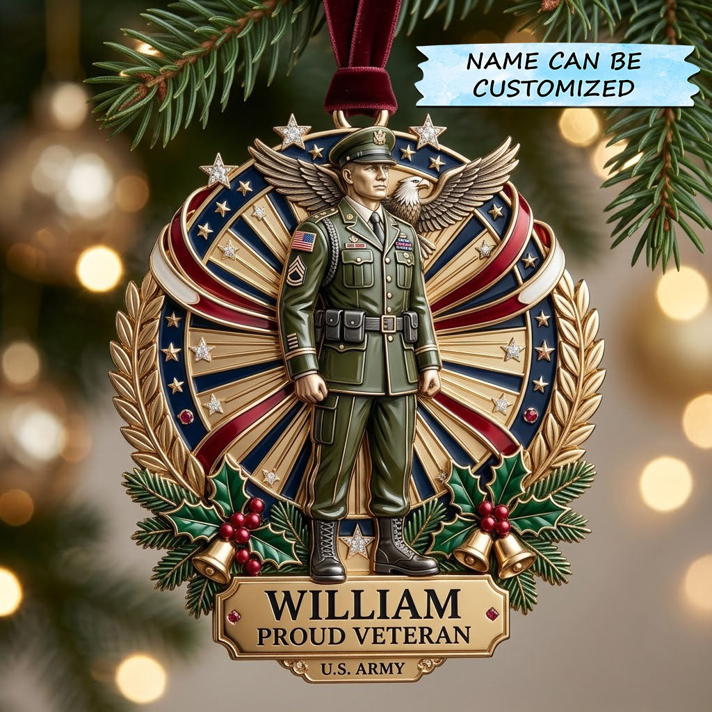Proud Veteran Christmas Mica Ornament QTCUZ GFTOPND1929