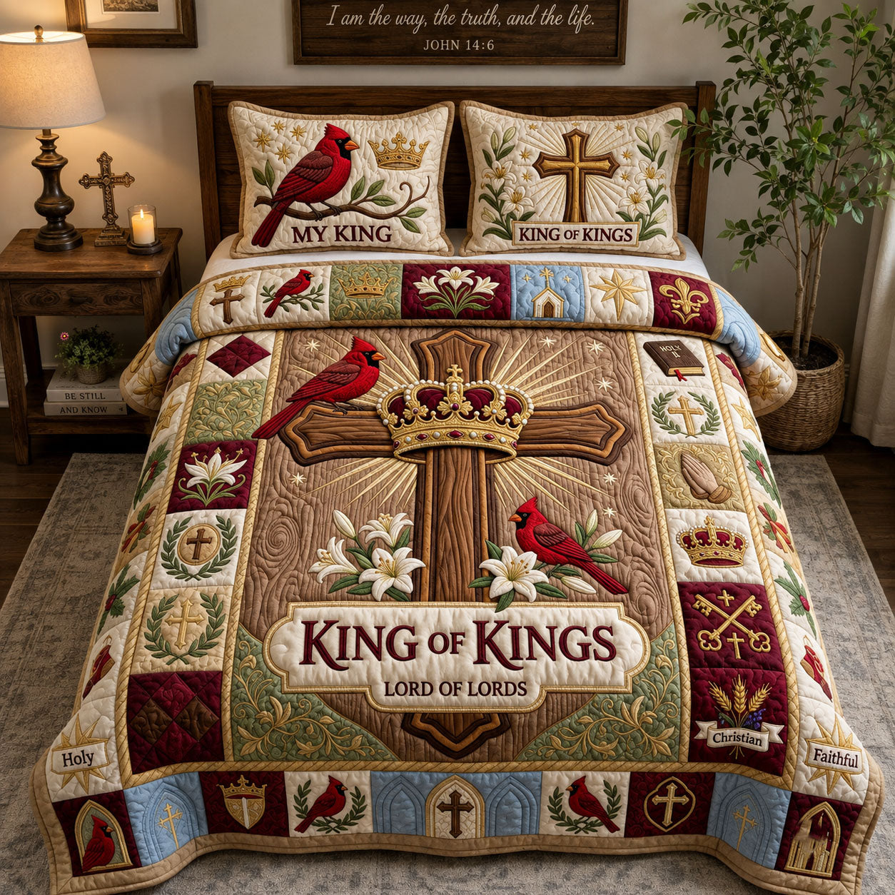 King Of Kings 3-Piece Quilted Bedding Set GFTOPND1945