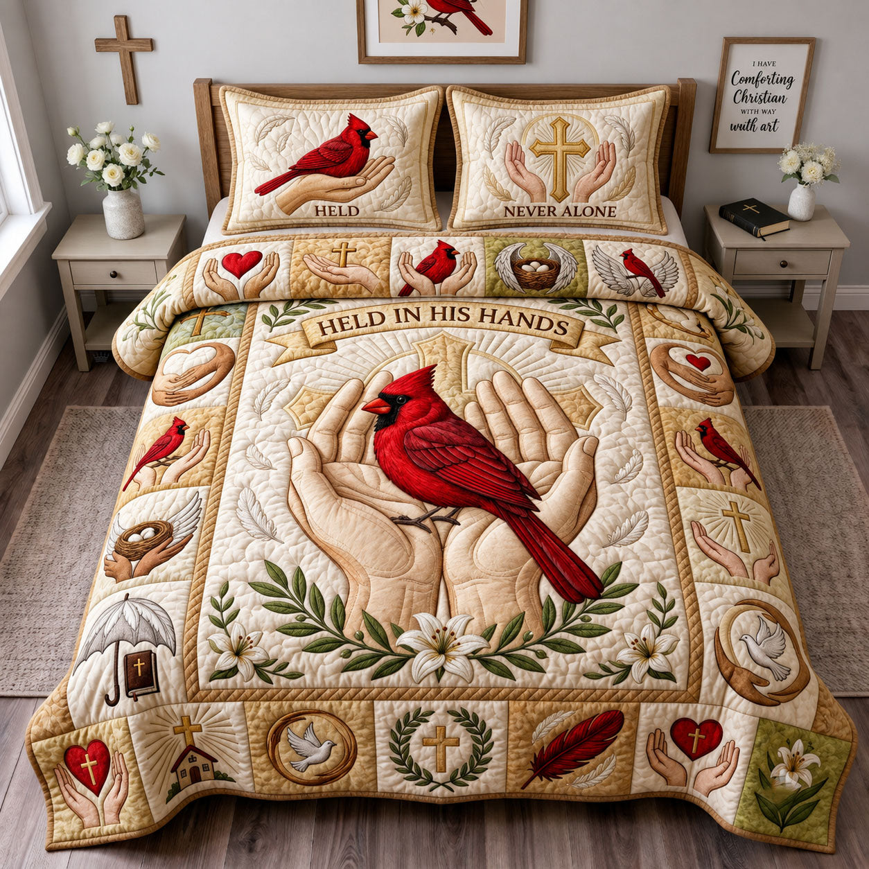 Held In His Hand 3-Piece Quilted Bedding Set GFTOPND1949