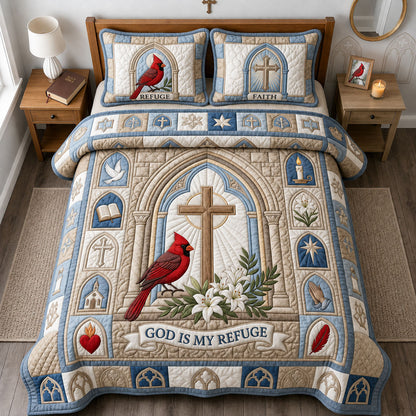 God Is My Refuse 3-Piece Quilted Bedding Set GFTOPND1951