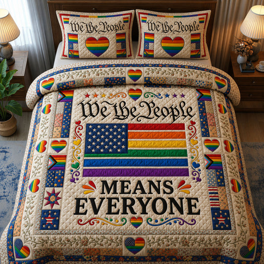We The People Means Everyone 3-Piece Quilted Bedding Set GFTOPND197
