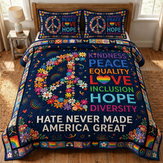 Peace Love Equality 3-Piece Quilted Bedding Set GFTOPND199