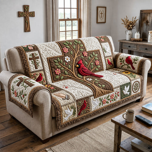 Cross Faith Cardinal Quilted Sofa Cover GFTOPND1995
