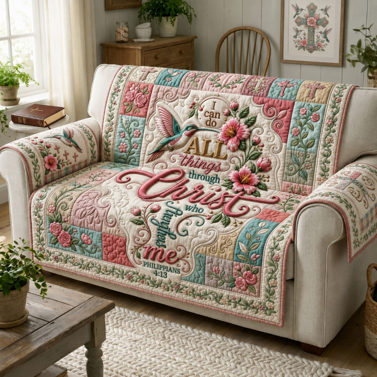 Christian Faith Quilted Sofa Cover GFTOPND1998