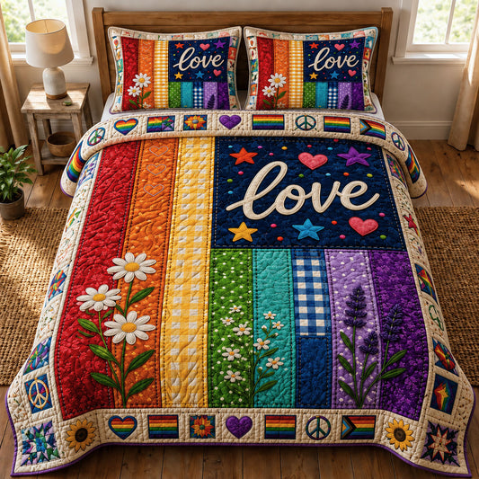 Love Pride 3-Piece Quilted Bedding Set GFTOPND200