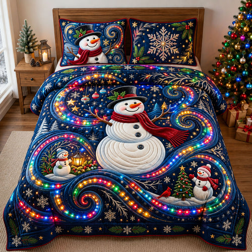 Sparkly Snowman 3-Piece Quilted Bedding Set GFTOPND2009