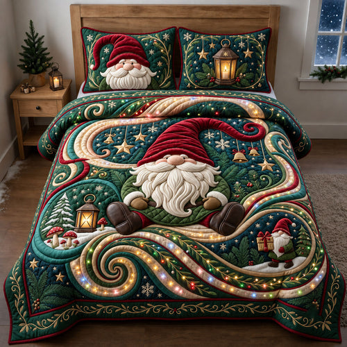 Sparkly Gnome 3-Piece Quilted Bedding Set GFTOPND2012
